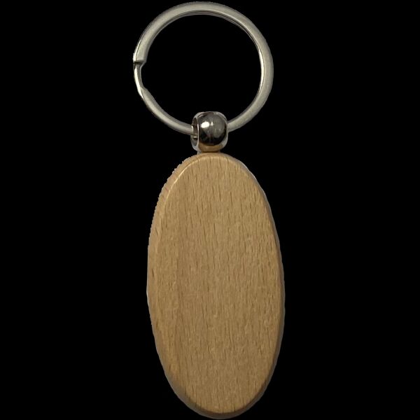 Narrow Oval Wooden Keychain Thumbnail